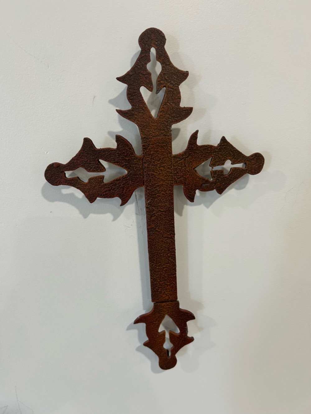 Vintage Style Cast Iron Wall Cross - Rustic Brown